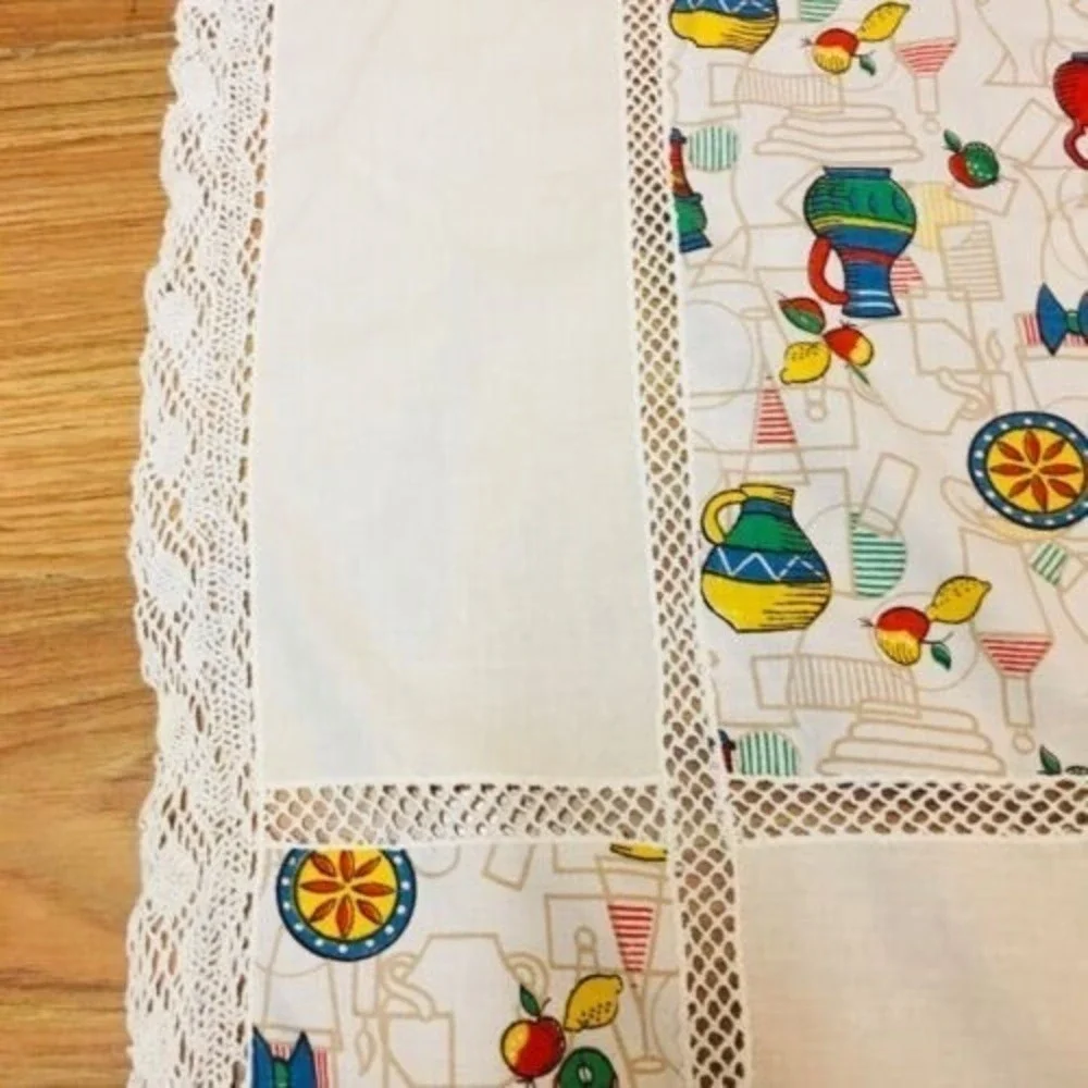 Vintage Retro Printed‎ Tablecloth Cafe Themed Rectangle 44x52